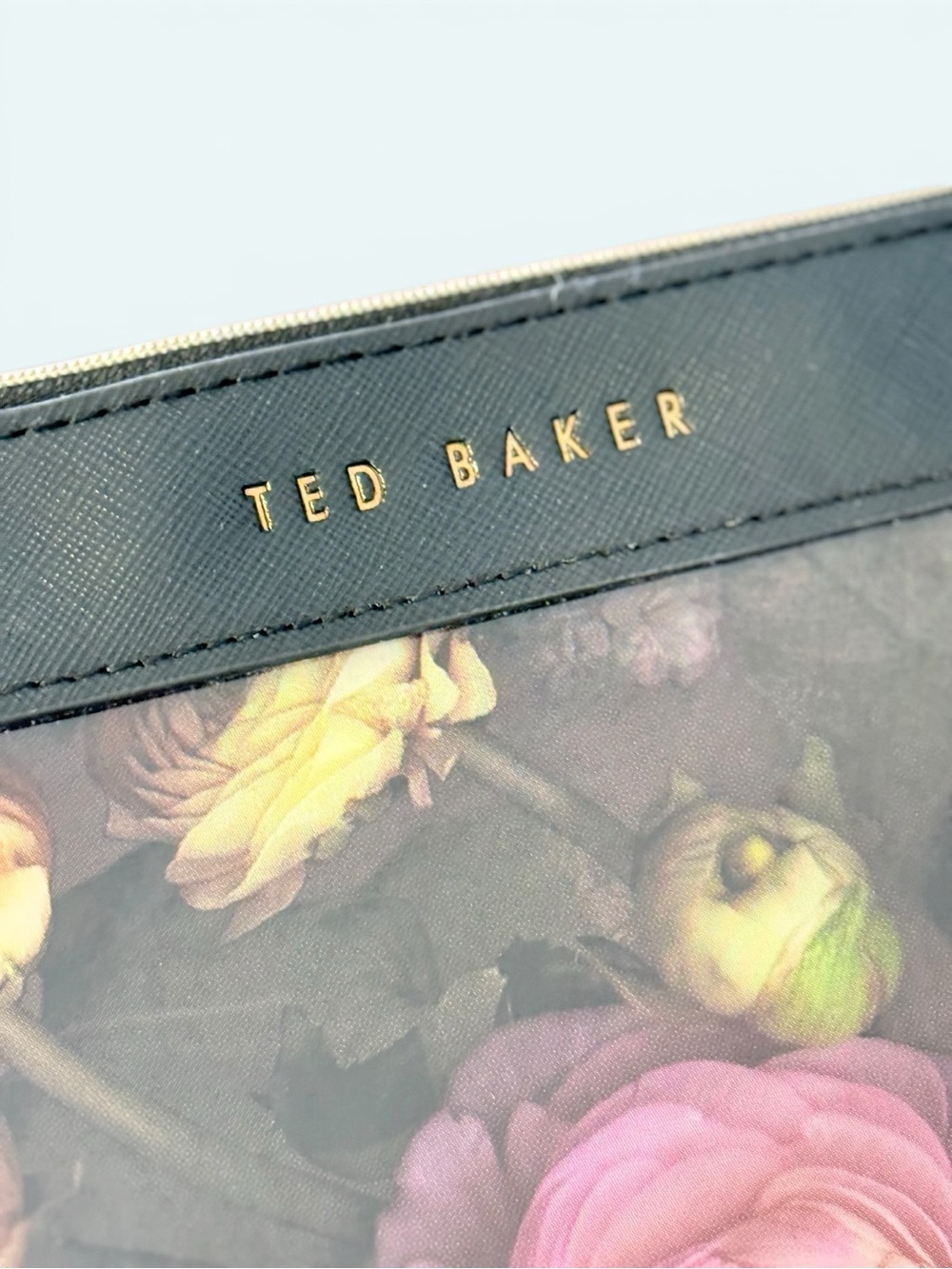 Ted Baker EUC Black Large Hudson Shadow Floral Cosmetic Pouch - Picture 5 of 9